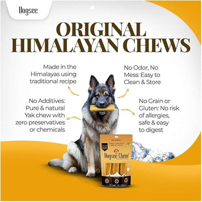 Dogsee Original Yak Cheese Himalayan Dog Chews 1lb (Large - 4 Bars) | 100% All Natural | Dog Treats Large Breed | Dog Chews Long Lasting for Aggressive Chewers | High Protein Dental Sticks