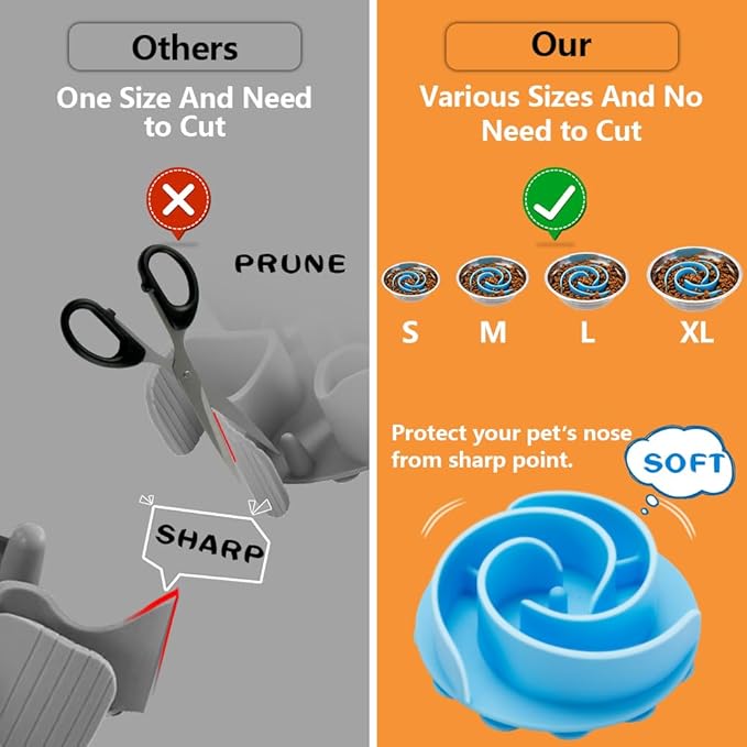 Slow Feeder Dog Bowls Insert, Animire Soft Silicone Slow Eating Dog Food Bowl for Small, Medium and Large Dogs, Compatible with Regular and Elevated Bowls