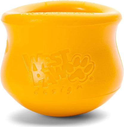 WEST PAW Toppl Durable Dog Treat Puzzle Toy for Small to Medium Dogs- Engaging Interactive Chew Toy for Mental Stimulation, Slow Feeding- Quarter Cup Capacity - Sunflower Yellow, Small