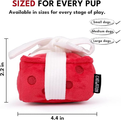 CHEWFFON Dog Birthday Toy, Interactive Snuffle Treat Dispensing Puzzle Toy with Gift Box Design, Squeaky & Crinkle Plush Dog Toys, Suitable for All Breeds