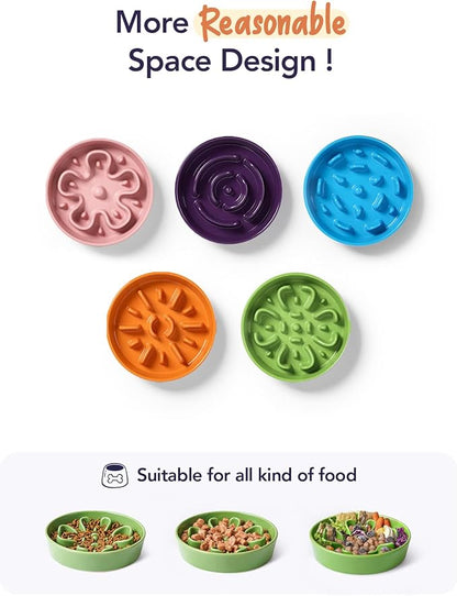 LE TAUCI Ceramic Slow Feeder Dog Bowls Elevated, 3 Cup Raised Bowl with Wooden Stand for Medium Large Breed, Slow Down Eating, Puzzle Dog Food Bowl, Clover Green