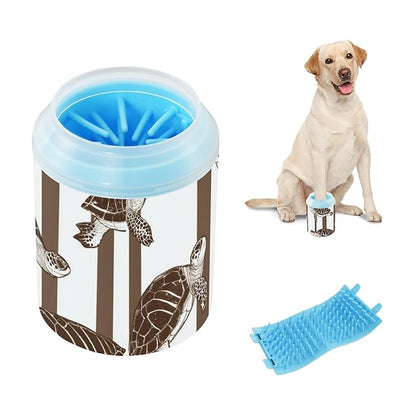 Dog Paw Cleaner Cups for Dogs Pets Foot Washer Paw Scrubber for Medium Small Dogs Cats Cleaning Cup Brown White Striped Sea Turtle