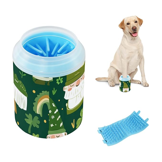 Dog Paw Cleaner Mudbuster Dog Foot Washer for Small Medium Large Dogs Cats Premium Pet Supplies Green Dwarf Old Man and Clover Rainbow St