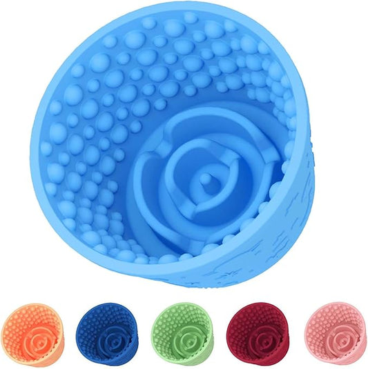 Dog Slow Feeder Lick Bowl, Non-Slip Licking Treat Dispenser, Slow Feeder Dog Bowls for Small Medium Large Breed Dogs, Anxiety Relief & Anti-Choking, BPA Free Silicone (Light Blue, 1.6 Cup)