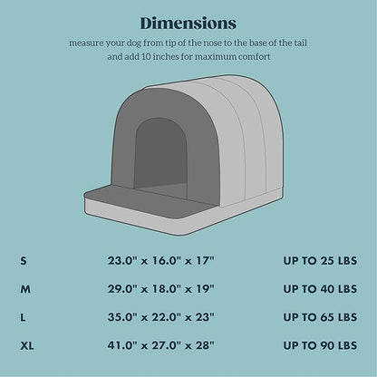 Indoor Dog House - Orthopedic Dog Tent Bed w/Egg-Crate Foam - Pet Bed with Cover Cave - Waterproof Lining - Nonskid Bottom, Ideal for Small Breeds & Fits 24-Inch Crate - 23"x16"