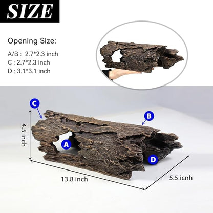 Fish Tank Decorations - Large Aquarium Decorations Air Bubbler Tree Fish House for Betta Hideout Caves Buddha Decor Temple Ruins Arched Betta Fish Accessories Reptile House Shelter Decor (Wood A-L)