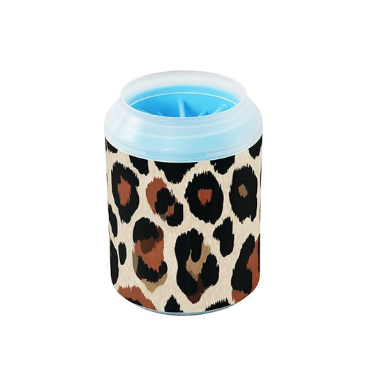 Dog Paw Cleaner Mudbuster Dog Foot Washer for Small Medium Large Dogs Cats Premium Pet Supplies Brown Retro Leopard Print