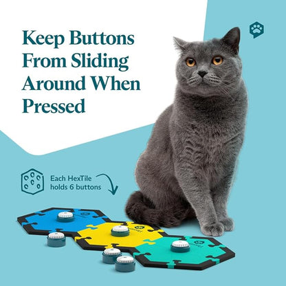 FluentPet Speak Up Get Started Kit with Clearer Upward-Facing Sound - 6 Recordable Buttons w/Pre-Installed Batteries & 3 HexTile Button Mats | Training Dog & Cat Communication Buttons