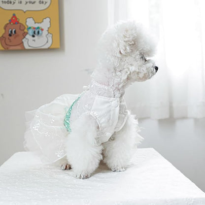 Fashion Sweet Puppy Dog Blingbling Princess Skirt Pet Dog Lace Cake Camisole Tutu Dress C-Green XS