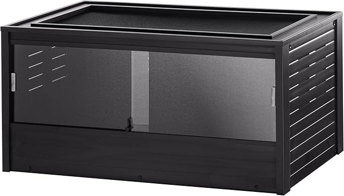 New Age Pet ECOFLEX 48" Wide Large Reptile Habitat, Mojave Lounge for Snakes, Tortoises & Lizards in Maple, Black & Grey, Easy Assembly, Sliding Glass Doors & Mesh Top