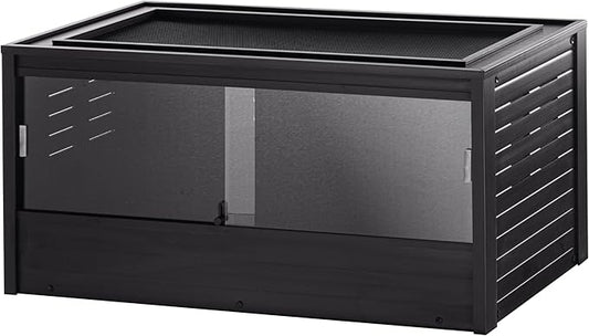 New Age Pet ECOFLEX 48" Wide Large Reptile Habitat, Mojave Lounge for Snakes, Tortoises & Lizards in Maple, Black & Grey, Easy Assembly, Sliding Glass Doors & Mesh Top