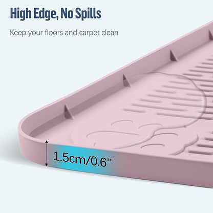 Pee Pad Holder for Dogs, 40" x 28" Silicone Pee Tray Mat Leak-Proof, High Edge, No Spill Pet Pad Holder for Puppy, Cat, Rabbit, Training Pads for Floor Protection, No Pee Pads (Pink)