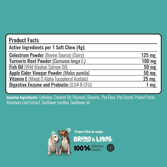 Dog Allergy Relief Chews – Antihistamine & Immune Support Supplement with Probiotics, Colostrum & Salmon Oil – Best Dog Allergy Chews for Anti Itch, Seasonal Allergies, Shedding Control – 90 Ct