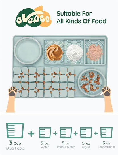 Slow Feeder Bowl, Silicone Lick Mat with Suction Cups for Dog Cat, Snuffle Mat for Pet Smell Training, Puzzle Toys for Bored Puppy,Interactive Sniff Mat for Slow Eating & Keep Busy, Mint Green