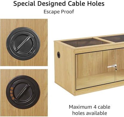 unipaws 50 Gallon Reptile Tank, Front Opening Reptile Enclosure with Sliding Doors and Cable Port, Top Ventilation Cage for Lizards, Nature