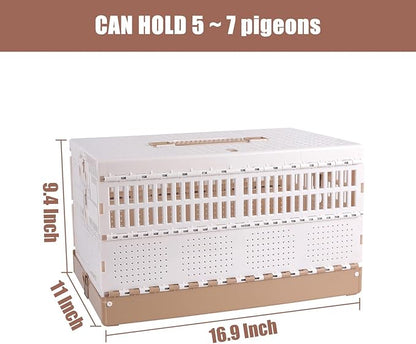 Plastic Foldable Pigeon Cage with Handle, Portable Bird Travel Carrier Cage Pigeon Cage Pairing Cage Pigeon Nest Box Easy to Clean for Training and Release Competition(M)(Three Doors)
