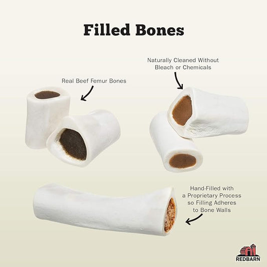 Redbarn Pet Products Filled Dog Bones Peanut Butter, Cheese N' Bacon, Beef, Natural Long-Lasting Dental Treats; Suitable for Aggressive Chewers.