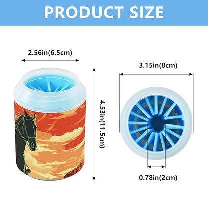 Dog Paw Cleaner Cups for Dogs Pets Foot Washer Paw Scrubber for Medium Small Dogs Cats Cleaning Cup Orange Sky Cowboy Cactus