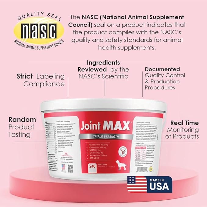 TS Joint Supplement Vet Formulated Pain & Inflammation Relief Treats Hip Dysplasia & Arthritis.Glucosamine, Chondroitin, Turmeric, MSM, HA, Creatine, Omega 3 EPA+DHA. All Dogs 240 Soft Chews