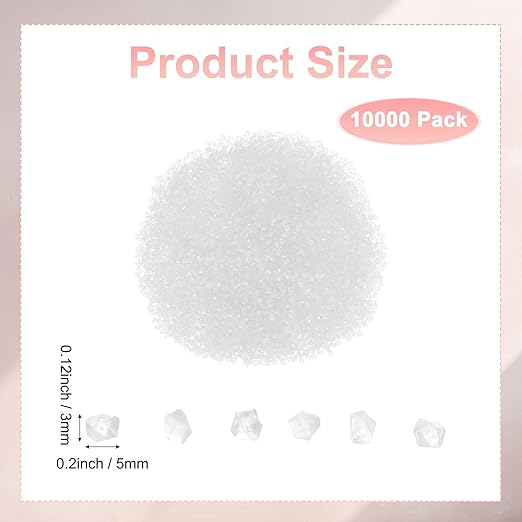 10000-Pack Glow in The Dark Rocks, 0.2" Resin Outdoor Garden Decorations Luminous Rhombus Stones for Garden Plants/Aquarium/Backyard Path, Aquarium Gravel [White]