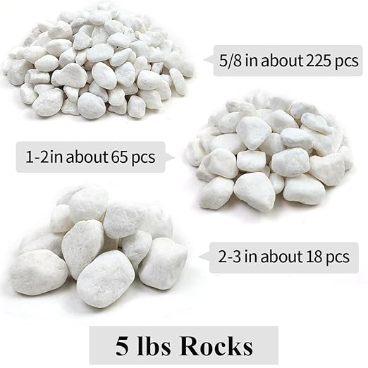 20lb White River Rocks for Landscaping, 5/8 Inch Natural Pebbles for Indoor Plants, Snow White Decorative Stones, Ideal for Fish Tank, Vases, Crafting, Home Decor and Garden Rocks