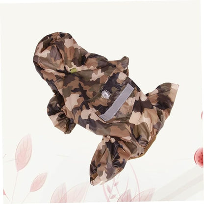 Kisangel Dog Raincoat with Hood Lightweight Breathable Small Pet Rain Slicker Reflective Camouflage Design for Puppies and Cats