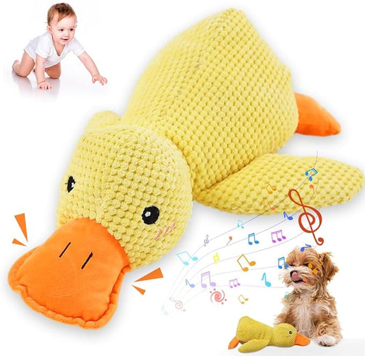 2025 New Calming Duck for Dogs, Quack-Quack Duck Dog Toy with Soft Squeaker, Durable Yellow Stuffed Dog Toy, Indoor Puppy Chewers (Yellow)