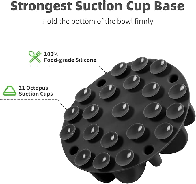 Jaoul Slow Feeder Dog Bowls Insert, Puzzle Slow Feeder Insert with 21 Octopus Suction Cups for Small Breed Dog Food Bowls (4 inch, Black)