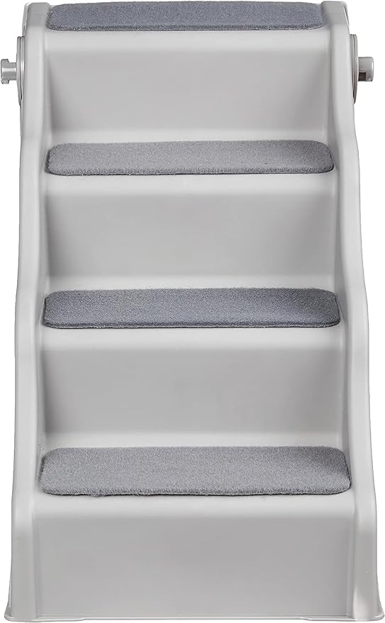 Amazon Basics Foldable Non-Slip Pet Stairs, Steps for Dogs and Cats, 14.6'' W x 22.75'' D x 19.5'' H, Grey