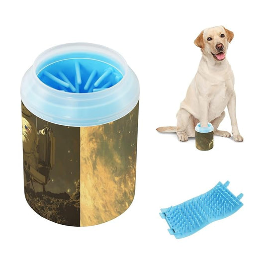 Muddy Dog Paw Cleaner Cup Astronauts Fishing Print for Washing Pet Foot 1 Pack