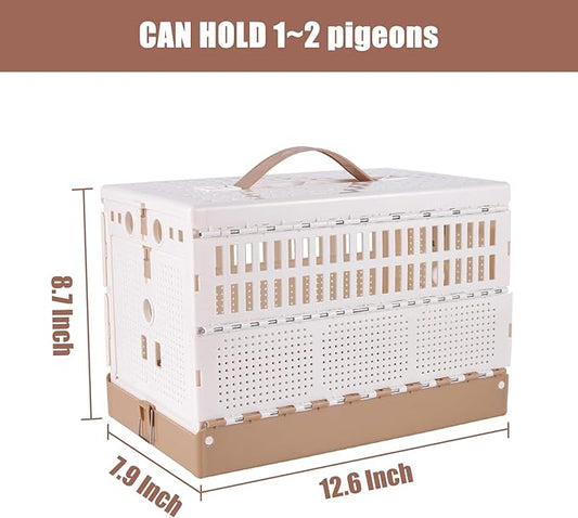 Plastic Foldable Pigeon Cage with Handle, Portable Bird Travel Carrier Cage Pigeon Cage Pairing Cage Pigeon Nest Box Easy to Clean for Training and Release Competition(S)(Two Doors)