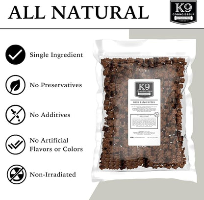 K9 Connoisseur Beef Lung Dog Training Treats All Natural & Lean, USA Made Single Ingredient, Bulk Dogs Treat, Grain Free, for All Breeds & Sizes - 2.5 Lbs