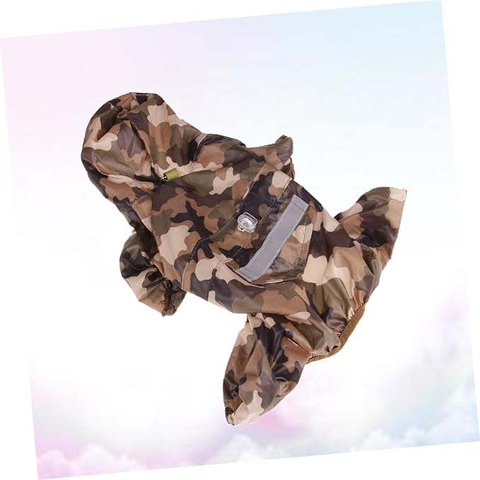 Kisangel Dog Raincoat with Hood Lightweight Breathable Small Pet Rain Slicker Reflective Camouflage Design for Puppies and Cats