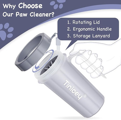 Paw Cleaner with Handle for Large Dogs - Effectively Cleans Muddy Paws and Feet for Dogs & Pets (Gray)