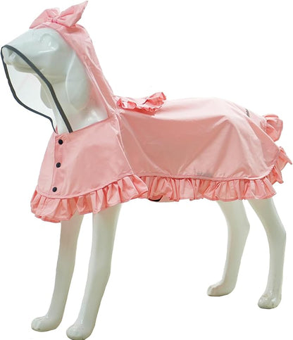 MAMORE Dog Raincoats, Waterproof Dog Rain Jacket with Clear Hood, Adjustable Reflective Lightweight Breathable Pet Rain Poncho for Small Medium Large Dogs (Pink, X-Large)