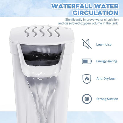 Aquarium Power Filter(3.5W), Turtle Tank Filter, Silent Low-Water Filter for Small Fish Tank, Reptile Tank Up to 15Gallon, with 4pcs Cartridges.(White)