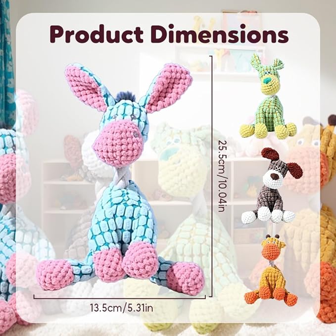 2026 New Indestructible Dog Toy, Durable Dog Stuffed Toys for Aggressive Chewers, Interactive Squeaky Chew Teething Toys for Small Medium Large Dogs Puppy (Green)