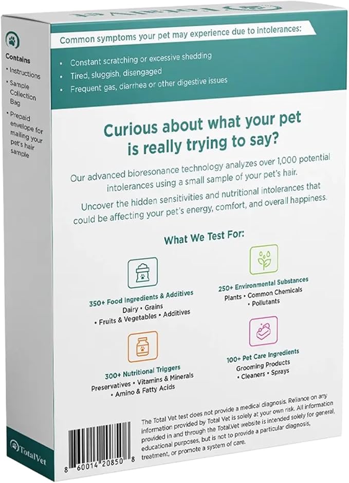 Dog Allergy +1000 Food & Nutritional Sensitivity Test, Pet Intolerance Kit at Home — Advanced Complement to DNA Tests for Complete Pet Wellness
