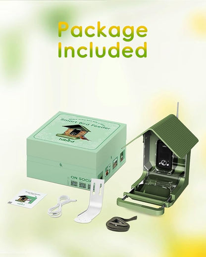 Hibird 4K HD Smart Bird Feeder with Camera, 2.4G/5G Dual WiFi Wireless Outdoor, Auto Higher Resolution Bird Video Capture, AI Identify 10000+ Species, 1080P Live Function for Everyone