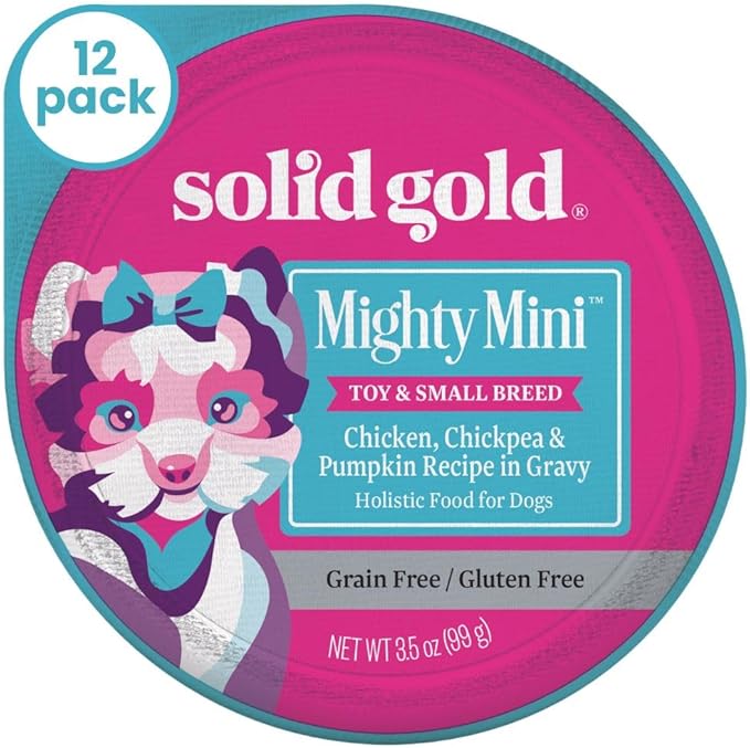 Solid Gold Wet Dog Food for Small Dogs - Grain Free Small Dog Food Wet Recipe w/Chicken, Superfoods & Vitamins for Gut Health & Immune Support - for Puppies, Adult & Senior Breeds - 12ct 3.5oz Cups