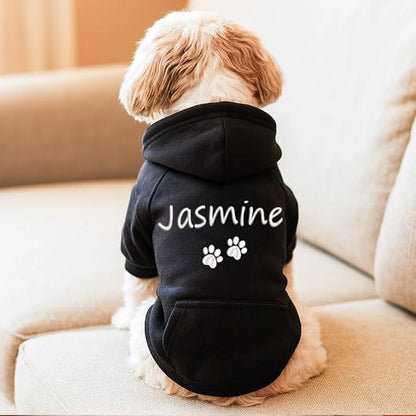 Personalized Name Dog Hoodie, Embroidered Hoodies Pet Name, Custom Puppy Sweater Warm Winter Outfit for Dogs, Unique Pet Birthday Gift Memorial Sweatshirt for Dog Lovers