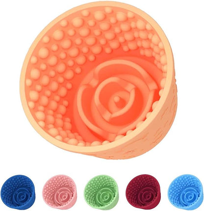 Dog Slow Feeder Lick Bowl, Non-Slip Dog Licking Treat Dispenser, Slow Feeder Bowls for Small Medium Large Breed Dogs, Anxiety Relief & Anti-Choking, BPA Free Silicone (Light Orange, 1.6 Cup)