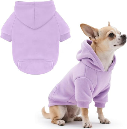 Idepet Pet Dog Hoodies Dog Clothes for Small Dogs Vest Chihuahua Clothes Warm Coat Jacket Autumn Puppy Outfits Cats Dogs Clothing(S,Purple)