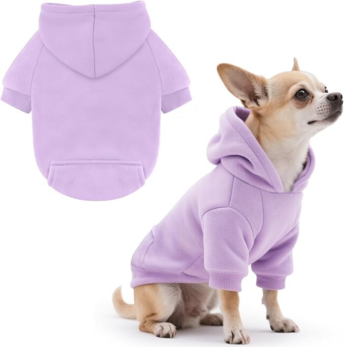 Idepet Pet Dog Hoodies Dog Clothes for Small Dogs Vest Chihuahua Clothes Warm Coat Jacket Autumn Puppy Outfits Cats Dogs Clothing(M,Purple)
