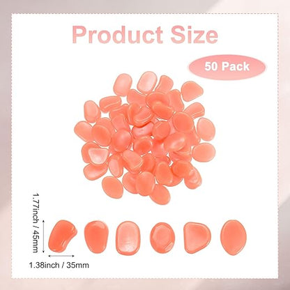 50-Pack Glow in The Dark Rocks, 1.77" Resin Outdoor Garden Decorations Luminous Pebbles Stones for Garden Plants/Aquarium/Backyard Path, Aquarium Gravel [Red]