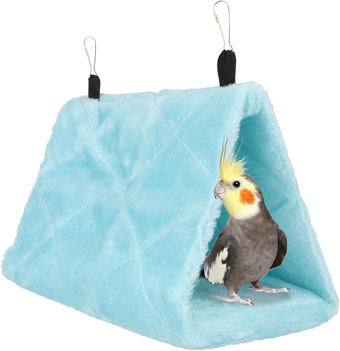 Wontee Bird Nest House Warm Bird Bed Hanging Hammock Snuggle Hut for Budgies Parakeets Caique Senegal Quaker Parrots Cockatiels Conures (Blue)