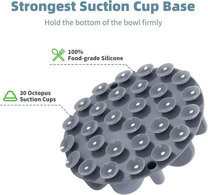 Jaoul Slow Feeder Dog Bowls Insert, Puzzle Slow Feeder Insert with 30 Octopus Suction Cups for Small Medium Large Size Dog Food Bowl (4.72 inch, Grey)