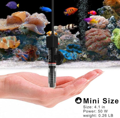 PULACO 50 Watt Small Aquarium Betta Heater for 1-10 Gallon Tank