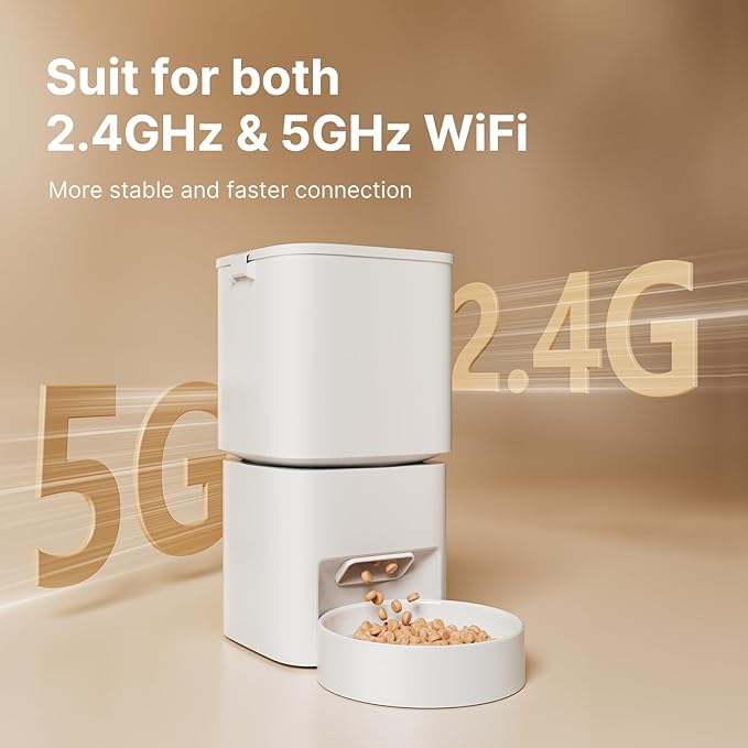 DUDUPET Automatic Cat Feeder with WiFi-5Ghz, APP Control Timed Cat Dry Food Dispenser with Remote Feeding, 5L Auto Pet Feeder up to 10 Meals 1-15 Portion Control Per Day, Auto Dog Feeders for Cats Dog