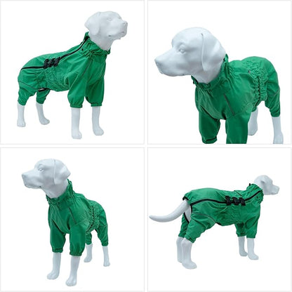 Dogs Waterproof Jacket, Lightweight Waterproof Jacket Reflective Safety Dog Raincoat Windproof Snow-Proof Dog Vest for Small Medium Large Dogs Green L
